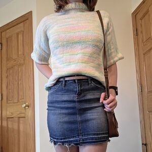 Pastel Multicolor Knit Short Sleeve Sweater
